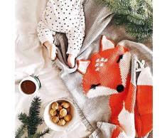 Carino volpe neonato coperta coperta trapunta alluncinetto, sacco a pelo regalo di compleanno passeggino sacco per bambini ragazzi e ragazze ?43,3 × 28 pollici? ? beige