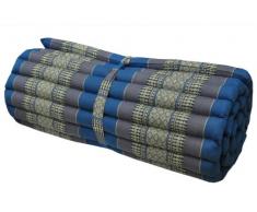 Wilai GmbH Materasso Tailandese L (Larg.75 cm), Cuscino guanciale, Meditazione, Yoga, Ginnastica, Spiaggia, Giardino, facbricato en Tailandia, Blu/Grigio (81914)