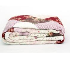 1001 Wohntraum P12-4 nuovo trapunta V 180 x 220 cm Fiori rosa plaid copriletto Patchwork Cottage Shabby soffitto