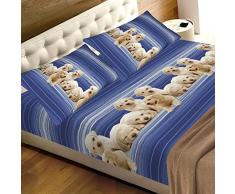 il dolce stile della tua casa completo lenzuola matrimoniali/singole/piazza e mezza con animali cuccioli cane puro cotone fantasia stampa CANI e labrador (matrimoniale, azzurro)
