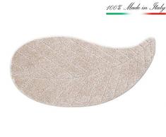 TAPPETO BAGNO SCENDILETTO FOGLIA 50x110cm shaggy retro antiscivolo moderno morbido mod.FIJI BEIGE (A)