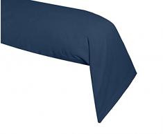 Lovely Casa T34820001 ALICIA Federa cuscino cilindrico, 100 % Cotone a 57 fili, 45 x 185 cm, Blu