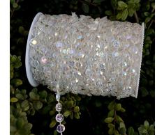 Ictronix 30m/rotolo fai da te per filo catena cristallo matrimonio natale ghirlanda/acrilico perline Tenda Ghirlanda con Perle decorazione festa di nozze di Natale