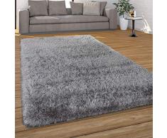 Tappeto da soggiorno a pelo alto shaggy, in colori pastello, con filato soffice, monocolore, Dimensione:60x100 cm, Colore:Grigio