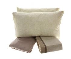 Completo Lenzuola in Pile Morbido e Caldo Plaid 2 Piazze Letto Matrimoniale Varie Fantasie (Sassi Oro)