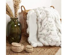 Arctic Bonnie - Plaid di finta pelliccia, grande coperta di lusso in design scandinavo extra morbida, in microfibra facile da pulire, certificato Oeko-TEX, 150 x 200 cm, grigio