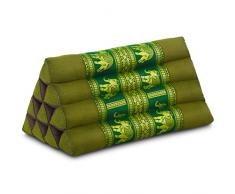 livasia | Cuscino Triangolare in kapok con Ricamo in Seta | Sostegno di Schiena e nuca | Cuscino thailandese per Lettura e TV