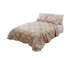 YRRA Vero Patchwork Trapuntino, Queen Size Estate Copriletto Floreale Biancheria da Letto con 2 Fodere per Cuscini, per Tutte Le Stagioni (Set 3 Pezzi),A,220X240cm