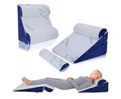 WDBBYL Set di 4 cuscini regolabili per letto a cuneo post-chirurgico, ortopedici, 100% memory foam, per alleviare il mal di schiena, dormire, cuscino da lettura grigio scuro