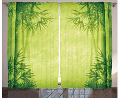 ABAKUHAUS bambù Tenda, Fengshui Cinese, Salotto Camera da Letto Tende per Finestra Due Pannelli Set, 280 x 175 cm, Verde