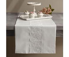 Dressing Home Runner Striscia Centrotavola Cotone con Pizzo Shabby Chic 50 x 150 Colore Bianco