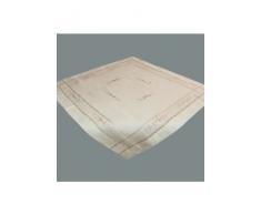 Tovaglia disegno de lino - orlo a giorno & ricamo "fiore beige" - 85*85 cm