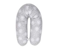 Amilian - Cuscino per allattamento con imbottitura, per dormire sul fianco, 170 cm, fodera in 100% cotone con chiusura lampo, cuscino per neonati, colore grigio soffione grigio