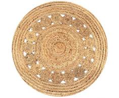 vidaXL Tappeto in Juta Intrecciata con Disegno 90 cm Rotondo Passatoia Stuoia
