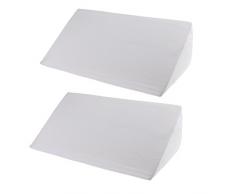 MagiDeal 2 Pezzi Schiuma Letto Cuneo Cuscino Altezza Cuscini Lavabile Copertura - Bianco