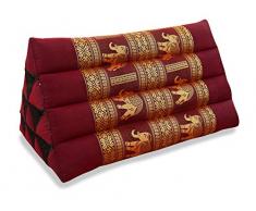 livasia | Cuscino Triangolare in kapok con Ricamo in Seta | Sostegno di Schiena e nuca | Cuscino thailandese per Lettura e TV