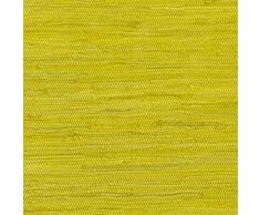 Tappeto tesuto a mano con toppe, indiano, Kelim. Tappeti per soggiorno, cucina, camera da letto, bagno o corridoio. Monocolore, 100% cotone, Gelb, 40 x 60 cm
