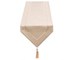 SANLEHAUSE Runner da Tavola in Lino Bianco Crema Beige 32 x 275 cm, Runner da Tavola di Alta Qualità, Semplice, Moderno Runner da Tavola di Facile Manutenzione per Tavolo da Pranzo, Ristorante