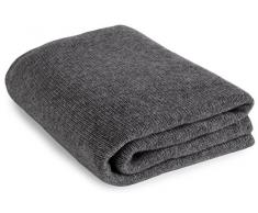 Coperta Copriletto in Cashmere Extra Grande - Grigio Scuro - Fatta su Ordinazione, 2 Taglie Disponibili - Realizzato a mano ad in Scozia con Love Cashmere