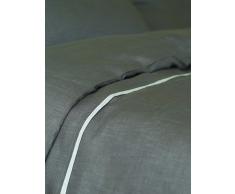 LinenMe - Copripiumone in Lino con Orlo Decorato, 230 x 220 cm, Colore Grigio