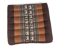 Thai Kapok – Cuscino di seduta fondo cuscino sedia cuscino cuscino da meditazione – mythai Massage – Realizzato a mano in Thailandia, Bronze-braun, 36 x 36 x 6cm