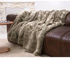 Wohnen & Accessoires GmbH & Co. KG Coperta in pelliccia sintetica, motivo orso grigio e beige mélange 150