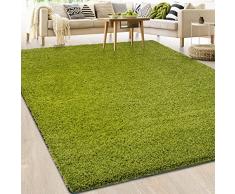 Casa Pura® - Tappeto stile Shaggy, a pelo lungo, qualità tedesca, tappeto per camera, salone o corridoio, taglie e colori a scelta, modello Barcelona, Polipropilene, verde, 160x230cm