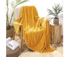MIULEE 1 Pezzo Coperta per Divano Pile Singolo Morbido Camera da Letto Matrimoniale Elegante Coperta Plaid Decorazioni Casa 150X200 CM Arancione