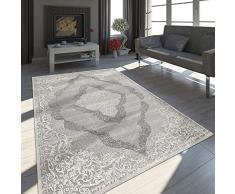 Paco Home Oriente Tappeto Moderno Effetto 3D mélange Brillante Ornamenti in Grigio Bianco, Dimensione:80x150 cm