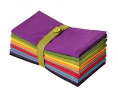 Cotton Craft - Confezione da 12 tovaglioli multicolore – 100% puro cotone – 51 x 51 cm – Il set contiene ogni tovagliolo, magenta, lime, rosso ming, pietra, nero, lavanda, uva, arancio, verde acqua,