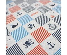 VmG-Store - Tessuto al metro in Jersey di cotone, da cucire, stoffa per bambini, 150 cm di larghezza, Ja006 - Angoli marini, 25 x 150cm