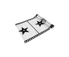 HOBI Runner da tavola bianco e nero in stile cinema Taglia Unica