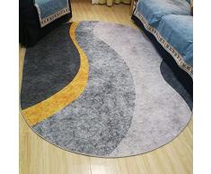 Rururug Tappeti Ovale Soggiorno Moderni Pelo Corto, Grigio E Oro Tappeto Soggiorno Cameretta Divano Corridoio Sala Pranzo 70 X 100 CM