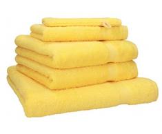 uno per le mani e uno per gli ospiti LinenMe 42 x 70 cm set di due asciugamani in lino Lara giallo//limone