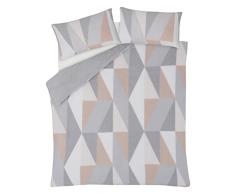 Sleepdown Set di biancheria da letto con federe, in pile termico e caldo, super morbido, con motivo geometrico, super king, 220 x 260 cm, colore: rosa cipria