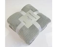 XKUN Coperta Pile Style Soft Home Coperte di Flanella per Letti Summer Throw Throw Color Cover Cover Cover Cover Parecchi di Inverno Coperte di Lenzuola-Grey,200X230Cm(78X90Inch)