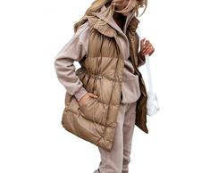 seiveini Donna Inverno Gilet Leggeri Caldo Cappotto di Piumino Senza Maniche Trapuntato Giubbotto con Tasche Gilet Invernale da Donna Imbottito Trapuntino Termico Giacca A Cachi S
