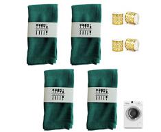 Tovaglioli Lino Tovagliolo Stoffa Cotone Lino 40x40cm 100%Cotone e Lino Tovaglioli per la Tavola Della Cucina di Casa Riutilizzabili Set di 4 Verde Scuro con Fori per Appendere 4Anelli portatovagliolo