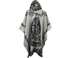 WERTYT Uomo Moda Poncho Con Cappuccio Cappe Pashmina Cardigan Coperta Scialli Con Nappe Modello Etnico Vintage (2XL)