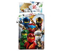 Halantex Lego Ninjago Leg967 biancheria da letto, per bambini, 140 x 200 e 70 x 90 cm, in cotone