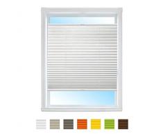 Plissè su misura per adattarsi, tenda veneziana, supporti a vite, con fori, tenda pieghevole per finestra, Tessuto Metallo, bianco, Breite: 35 - 40cm, Höhe: 111 - 130cm
