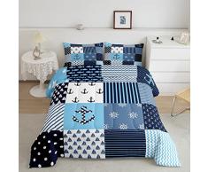Loussiesd Nautico Piumone Inserto/Trapunta tema navigazione patchwork copriletto Singolo Size ancora bussola veliero giù Comforter per bambini ragazzo bambino 2 pz