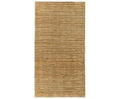 HAMID - Tappeto Giralda di Juta 100% Fibra di Iuta Naturale, Tappeti di Iuta Tappeto Morbido e Alta Resistenza, Tessuto a Mano, Soggiorno, Sala da Pranzo, Camera da Letto Tappet, Naturale (110x60cm)