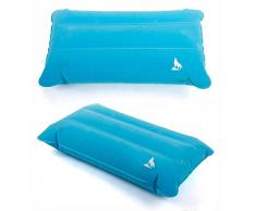 Kindoyo 1 x cuscino da viaggio – Cuscino cervicale gonfiabile in velluto Snug comfort collo sostegno cuscino massaggiante per auto, autobus, treno, ufficio, viaggi, TV, lettura, sleep (Rolls Up Small), Light Blue