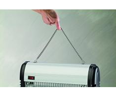 Zap 20 • 2 lampade attiniche da 10W• A scarica elettrica 3000V • con cassetto raccogli-Insetti Estraibile • con Catena di Sospensione • Campo dAzione: 80 m2 • Colore: Grigio Metallizzato