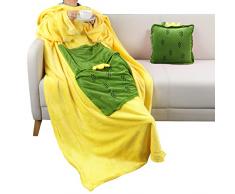 Queenshin Peluche Verde Cactus Indossabile Coperta Cuscino 2 in 1, Coperta Cuscino in Flanella Morbida e Accogliente Premium con Maniche per Divano Letto Divano