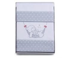 PEKITAS Set di 3 lenzuola sottili per Auto/Culla/Carrellino 40 x 80 cm, 100% cotone realizzato in Portogallo, (federa + lenzuolo + lenzuolo + sotto con elastico, orsetto bianco)