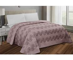 Cieffepi Home Collections Maristelle Microfibra Copriletto Trapuntato Trapuntino Matrimoniale con ricamo a rilievo (Rosa Antico)