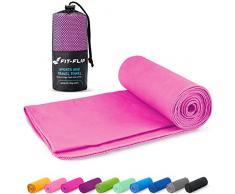 Fit-Flip Asciugamani microfibra – in tutti i colori, 8 misure – Telo in microfibra – il perfetto asciugamano da palestra, asciugamano da viaggio e asciugamano fitness (30x50cm rosa - senza borsa)