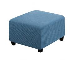 C/N Copri pouf quadrati Elasticizzato Copri ottomano quadrato Copri sgabello copri pouf poggiapiedi quadrato Copri sgabello Fodera per poggiapiedi Blu polvere